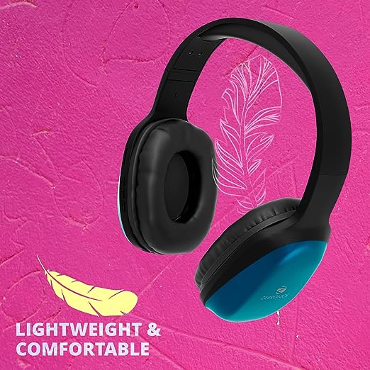 ZEBRONICS Zeb-Thunder PRO On-Ear Wireless Headphone with BTv5.0, Up to 21 Hours Playback, 40mm Drivers with Deep Bass, Wired Mode, USB-C Type Charging(Black+Blue) ZEBRONICS Zeb-Thunder PRO On-Ear Wireless Headphone with BTv5.0, Up to 21 Hours Playback, 40mm Drivers with Deep Bass, Wired Mode, USB-C Type Charging(Black+Blue)